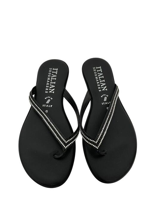Italian Shoemakers Footwear Shoes - Italian Shoemakers Black Rhinestone Flip Flop Sandals Made in Italy Size 6